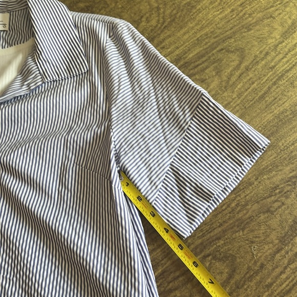 Nicole Miller Studio Blue White Striped Shirt Dress Embroidered Monkeys Size 10 - Picture 11 of 13